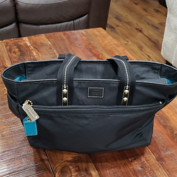 Coach Black Tote Diaper Bag with Gold Accents - Picture 1 of 14